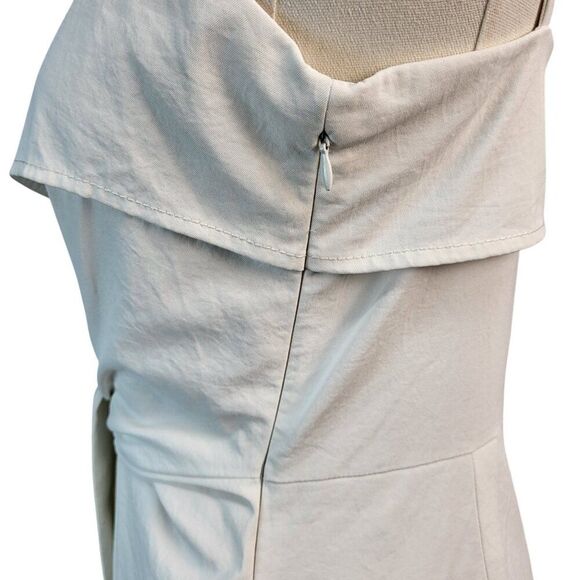 Colovos Size 4 RTR Designer Cream Midi Dress Asymmetrical Hem Side Zip Belted - Picture 11 of 16